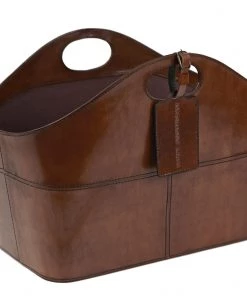 Life Of Riley Leather Curved Storage Basket