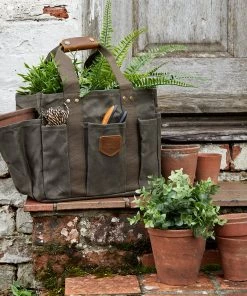 Life Of Riley Khaki Waxed Canvas Gardening Bag
