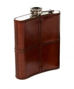 Life Of Riley Gifts Leather Hip Flask Gift Set