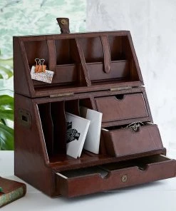 Life Of Riley Home Office Leather Stationery Box