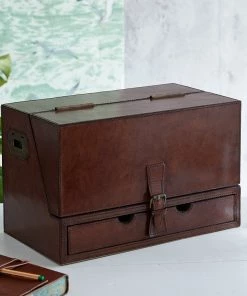 Life Of Riley Home Office Leather Stationery Box