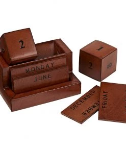 Life Of Riley Leather Perpetual Block Calendar. Display A Special Date When Gifted Third Anniversary
