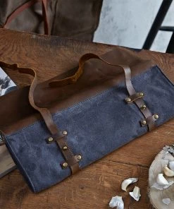 Life Of Riley Waxed Canvas And Leather Knife Roll Father's Day