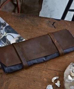 Life Of Riley Waxed Canvas And Leather Knife Roll Father's Day