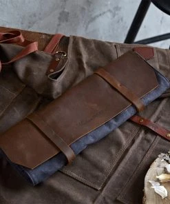 Life Of Riley Waxed Canvas And Leather Knife Roll Father's Day