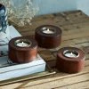 Life Of Riley Set Of Three Leather Tealight Holders