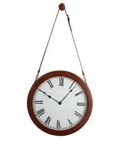Life Of Riley Decor Leather Rimmed Wall Clock