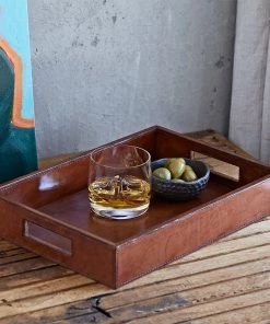 Life Of Riley For Her Leather Coffee Tray