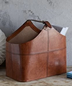 Life Of Riley Wedding Gifts Leather Buckled Magazine Basket