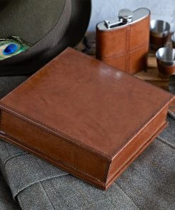 Life Of Riley Gifts Leather Hip Flask Gift Set