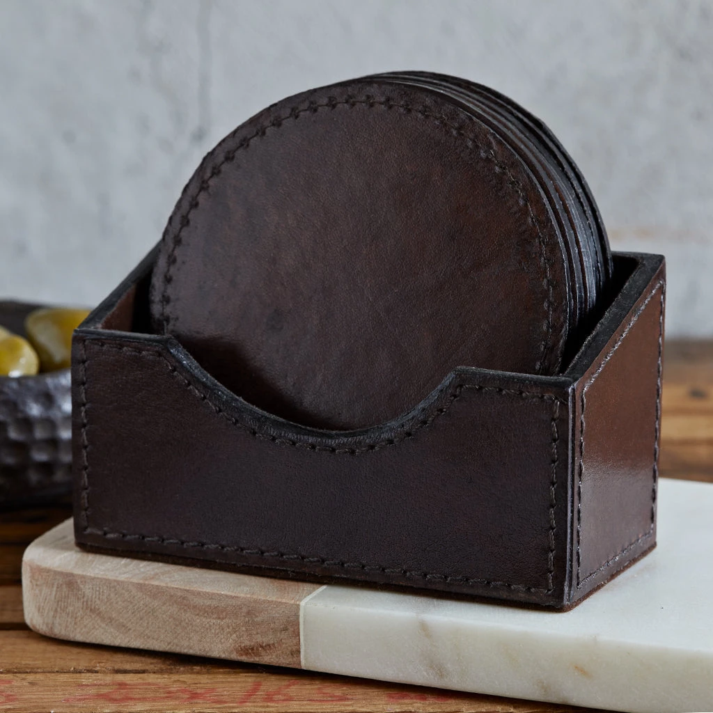 Life Of Riley Leather Coasters And Holder Third Anniversary 6 Life Of Riley Leather Coasters And Holder Third Anniversary