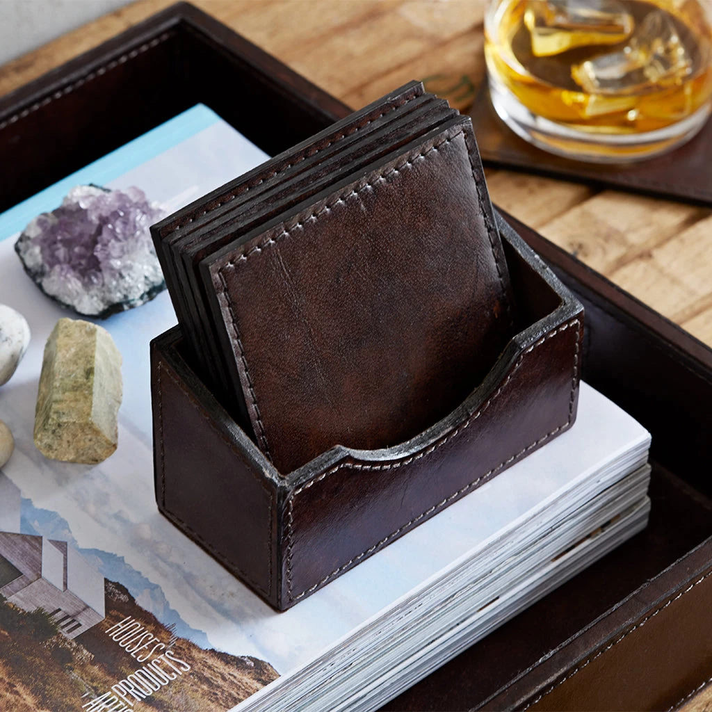 Life Of Riley Leather Coasters And Holder Third Anniversary 4 Life Of Riley Leather Coasters And Holder Third Anniversary