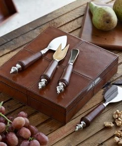 Life Of Riley For Couple Leather Cheese Knife And Board Set