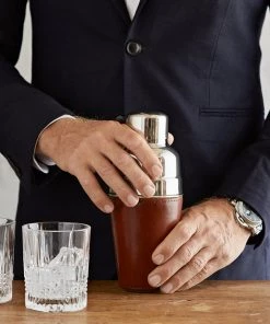 Life Of Riley Leather Cocktail Shaker - Conker