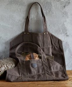 Life Of Riley Waxed Canvas And Leather Strap Log Carrier