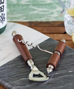 Life Of Riley Leather Handled Bottle Opener And Corkscrew