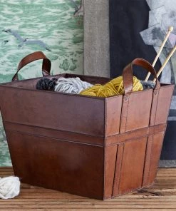 Life Of Riley Leather Magazine Basket