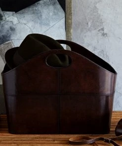 Life Of Riley Leather Curved Storage Basket