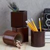 Life Of Riley Father's Day Leather Pen Pot - Round Or Square Shape