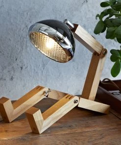 Life Of Riley Table Lamp. Retro Style. Ash Wood Handcrafted Body. New Home