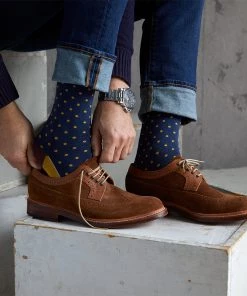 Life Of Riley Socks In A Personalised Keepsake Box. Navy Pin Polka Dot