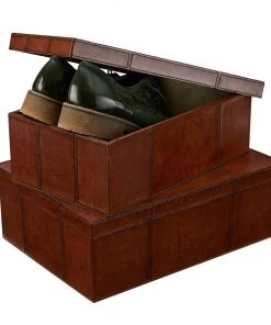 Life Of Riley New Arrivals Leather Shoe Storage Box - Two Sizes