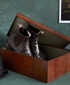 Life Of Riley New Arrivals Leather Shoe Storage Box - Two Sizes