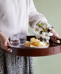 Life Of Riley Leather Serving Tray. Round