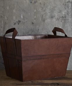 Life Of Riley Leather Magazine Basket