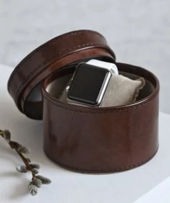 Life Of Riley Leather Single Watch Gift Box. Round Watch & Cufflink Boxes