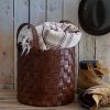 Life Of Riley Storage Leather Short Woven Basket