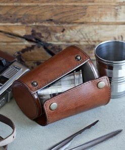 Life Of Riley Leather Case With Four Metal Stirrup Cups Father's Day