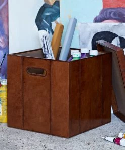 Life Of Riley Keepsake Boxes Leather Square Storage Box With Lid