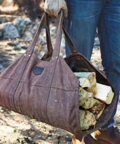 Life Of Riley Waxed Canvas And Leather Strap Log Carrier