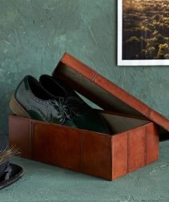 Life Of Riley New Arrivals Leather Shoe Storage Box - Two Sizes