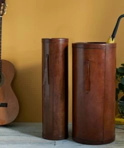 Life Of Riley Leather Hallway Set: Umbrella Holder And Matching Stick Holder