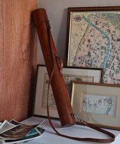 Life Of Riley Leather Cylinder Map Document Case Storage