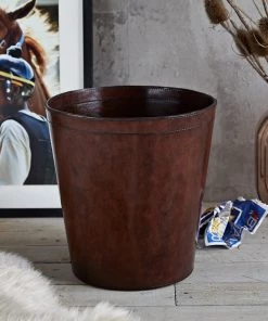 Life Of Riley Home Office Leather Waste Paper Bin