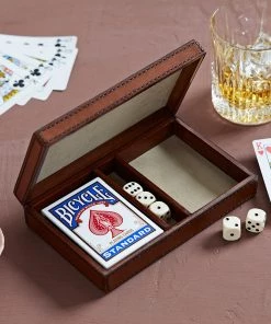 Life Of Riley Leather Personalised Card And Dice Box