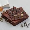 Life Of Riley Leather Handcrafted Chess Board, Case And Pieces