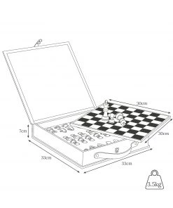 Life Of Riley Leather Handcrafted Chess Board, Case And Pieces