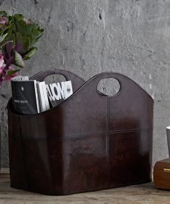 Life Of Riley Leather Curved Storage Basket