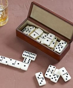 Life Of Riley Leather Personalised Dominoes Box. Includes A Set Of Double Six Dominoes