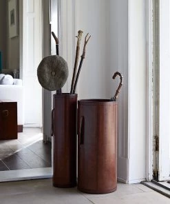 Life Of Riley Leather Hallway Set: Umbrella Holder And Matching Stick Holder