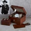 Life Of Riley Leather Home And Away Travel Set Watch & Cufflink Boxes