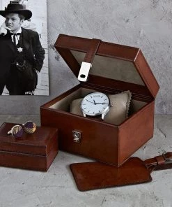 Life Of Riley Leather Home And Away Travel Set Watch & Cufflink Boxes