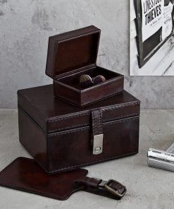 Life Of Riley Leather Home And Away Travel Set Watch & Cufflink Boxes