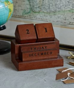 Life Of Riley Leather Perpetual Block Calendar. Display A Special Date When Gifted Third Anniversary