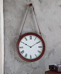 Life Of Riley Decor Leather Rimmed Wall Clock