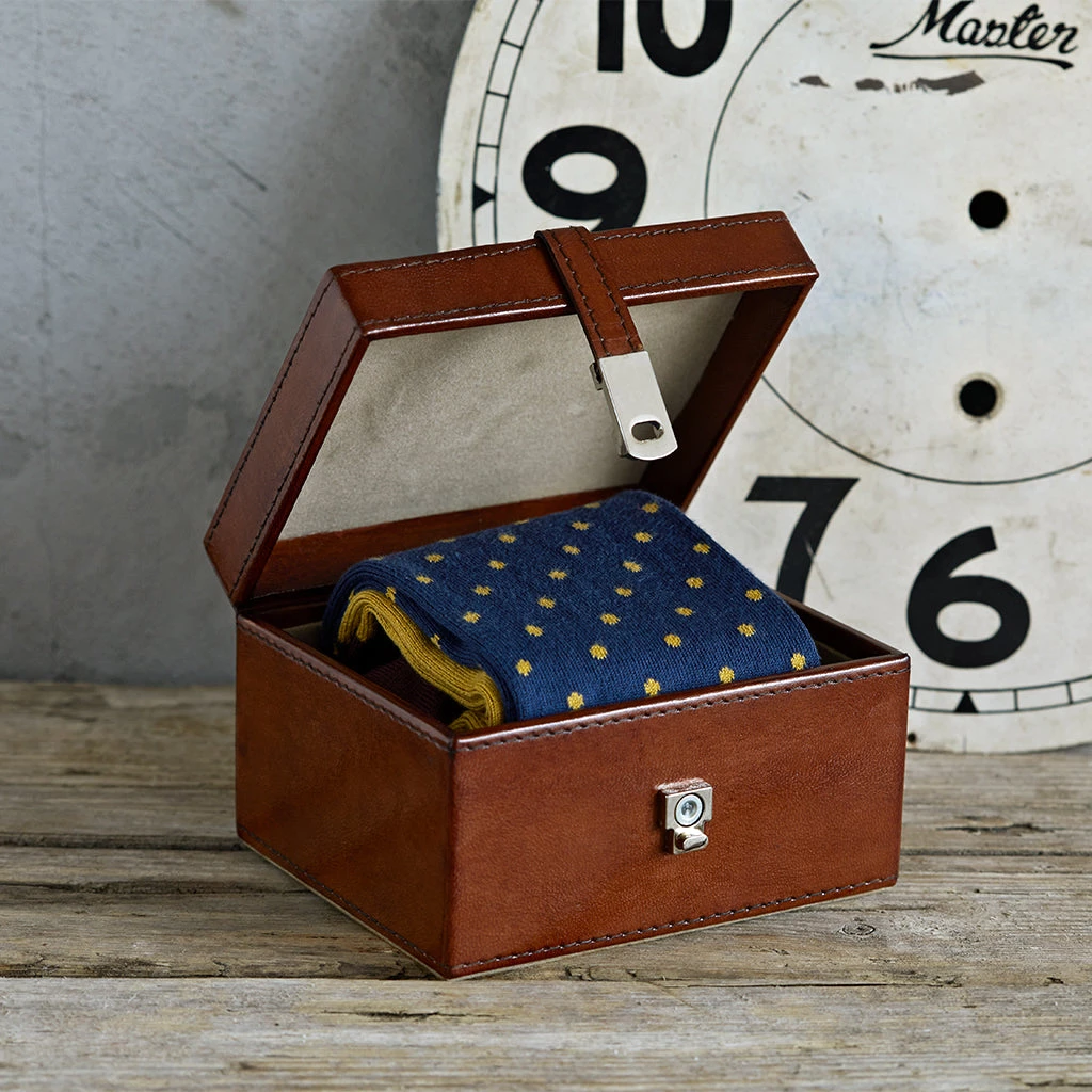 Life Of Riley Socks In A Personalised Keepsake Box. Navy Pin Polka Dot 3 Life Of Riley Socks In A Personalised Keepsake Box. Navy Pin Polka Dot